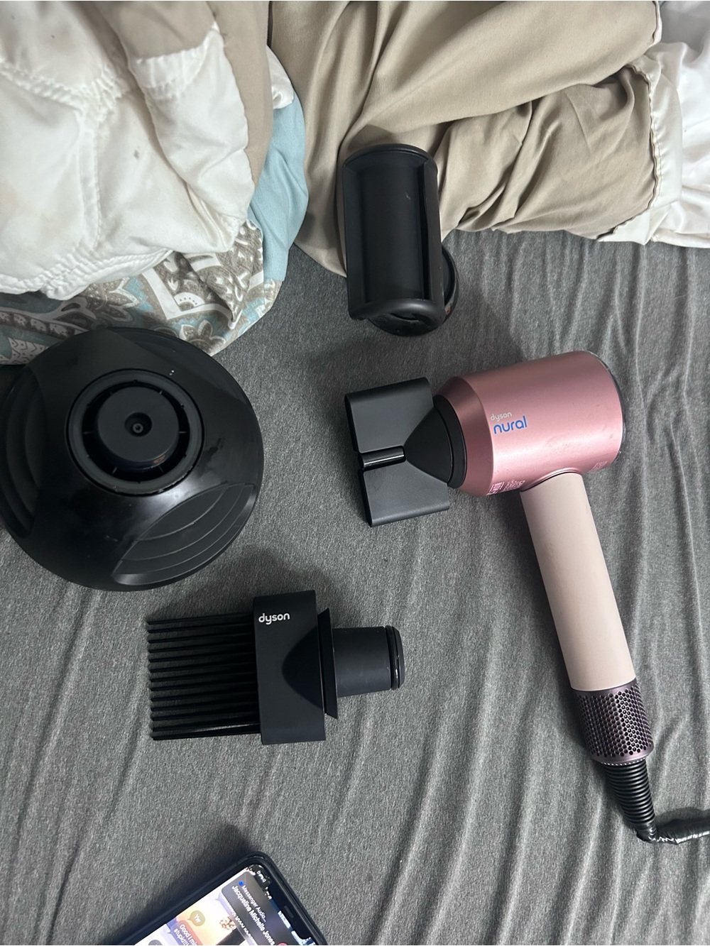 Dyson Pink and Rose Gold Nural Hair Dryer with Multiple Attachments